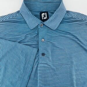 FootJoy Mens ProDry Golf Polo Shirt Blue Striped Performance Short Sleeve Large